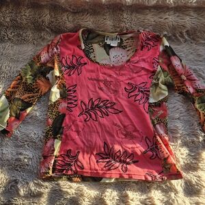 Pink Floral beaded Women's Top